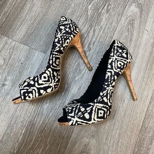 NEW! Black and White Open Toe Heels